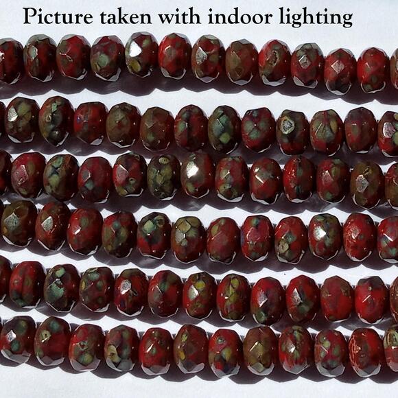 Two Tone Faceted Czech Rondelle Beads - Picture 4 of 5